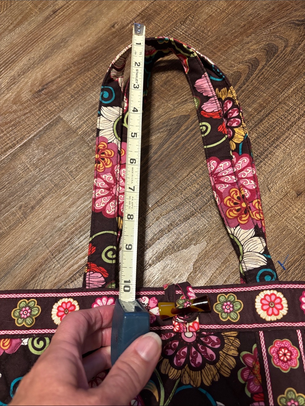 Quilted Floral Tic Tac Tote Mod Floral pattern in Pink and Brown - Picture 8 of 8